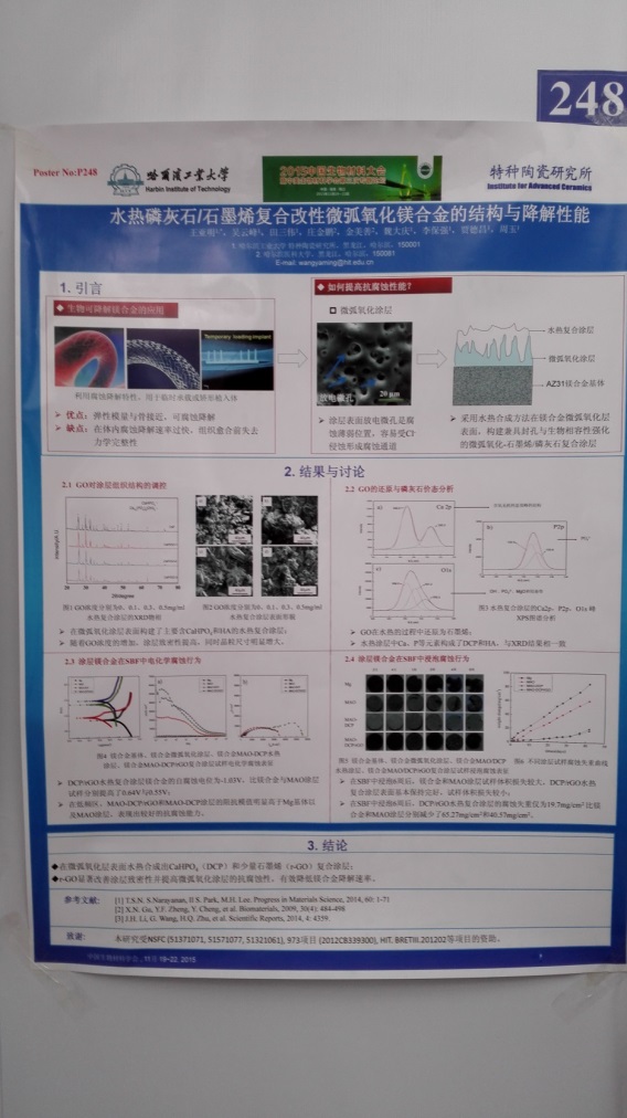 我所师生4人参加2015中国生物材料大会